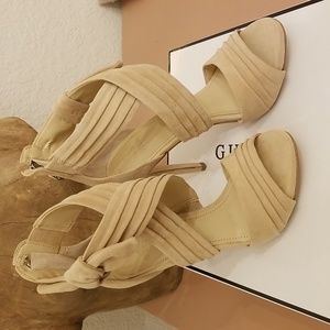 Guess Nude Suede Bow Sandals